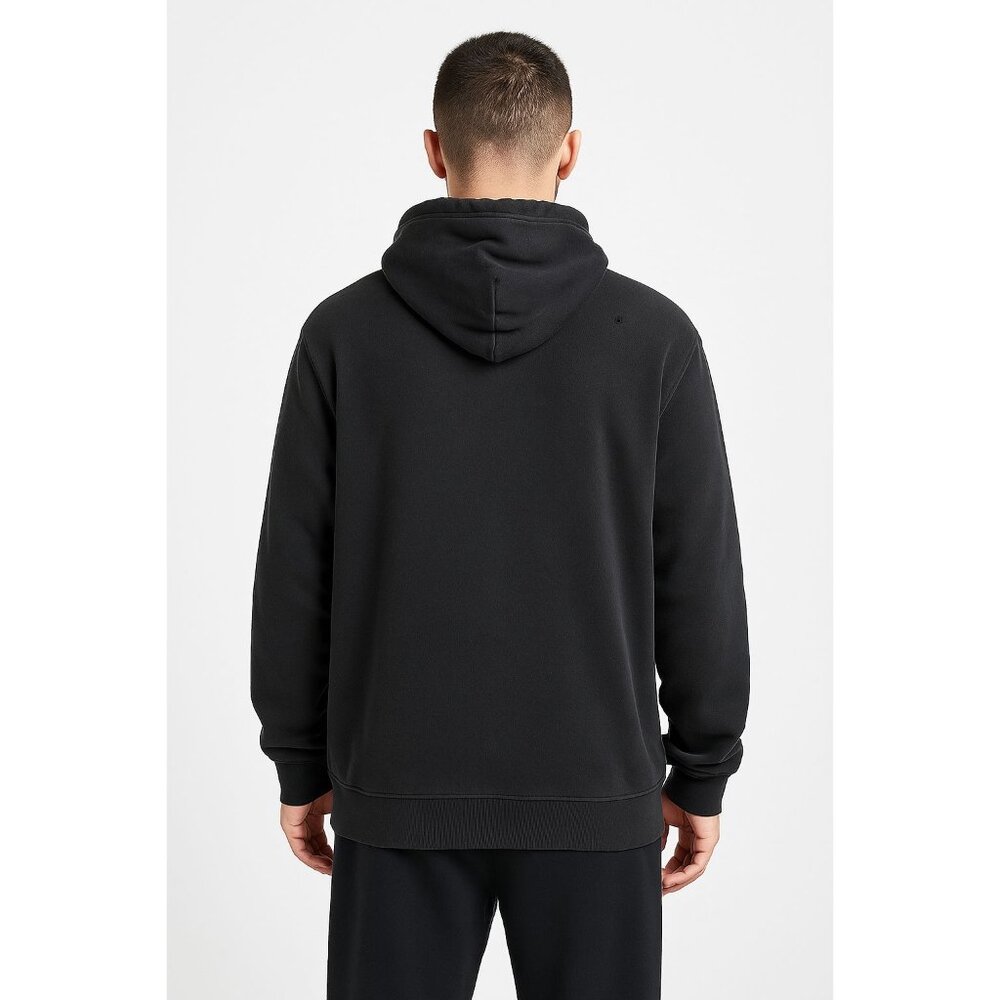 Adidas Black Hoodie White Stripes Kangaroo Pocket Drawstring Size Large Unisex - Picture 5 of 14